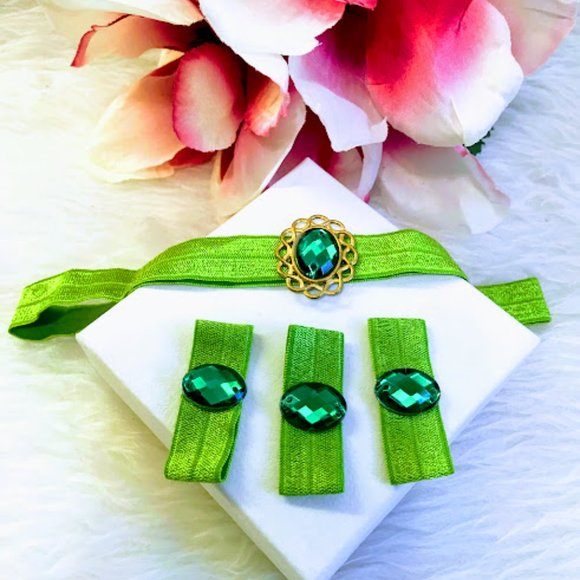 Princess Jasmine Set Green Elastic Headband - Picture 3 of 3